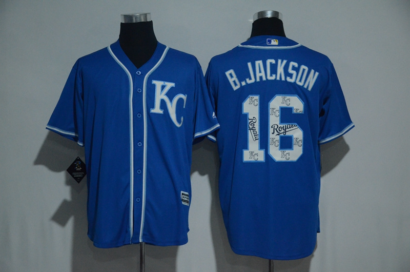 2017 MLB Kansas City Royals #16 B.Jackson Blue Fashion Edition Jerseys->chicago cubs->MLB Jersey